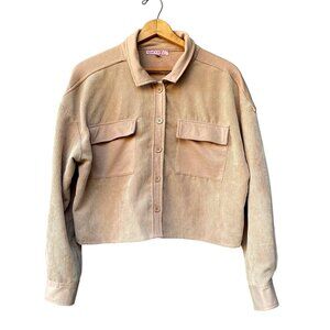 Crave Fame Cropped Tan Corduroy Button Down Jacket Juniors XL